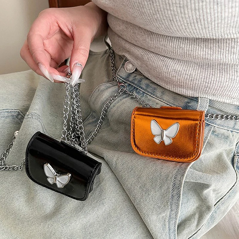 Nieuwe Mode Kleine Vierkante Tas Vrouwen Mode Mini Portemonnee Avondtas Met Crossbody Ketting Vlinder Draagbare Crossbody Tas