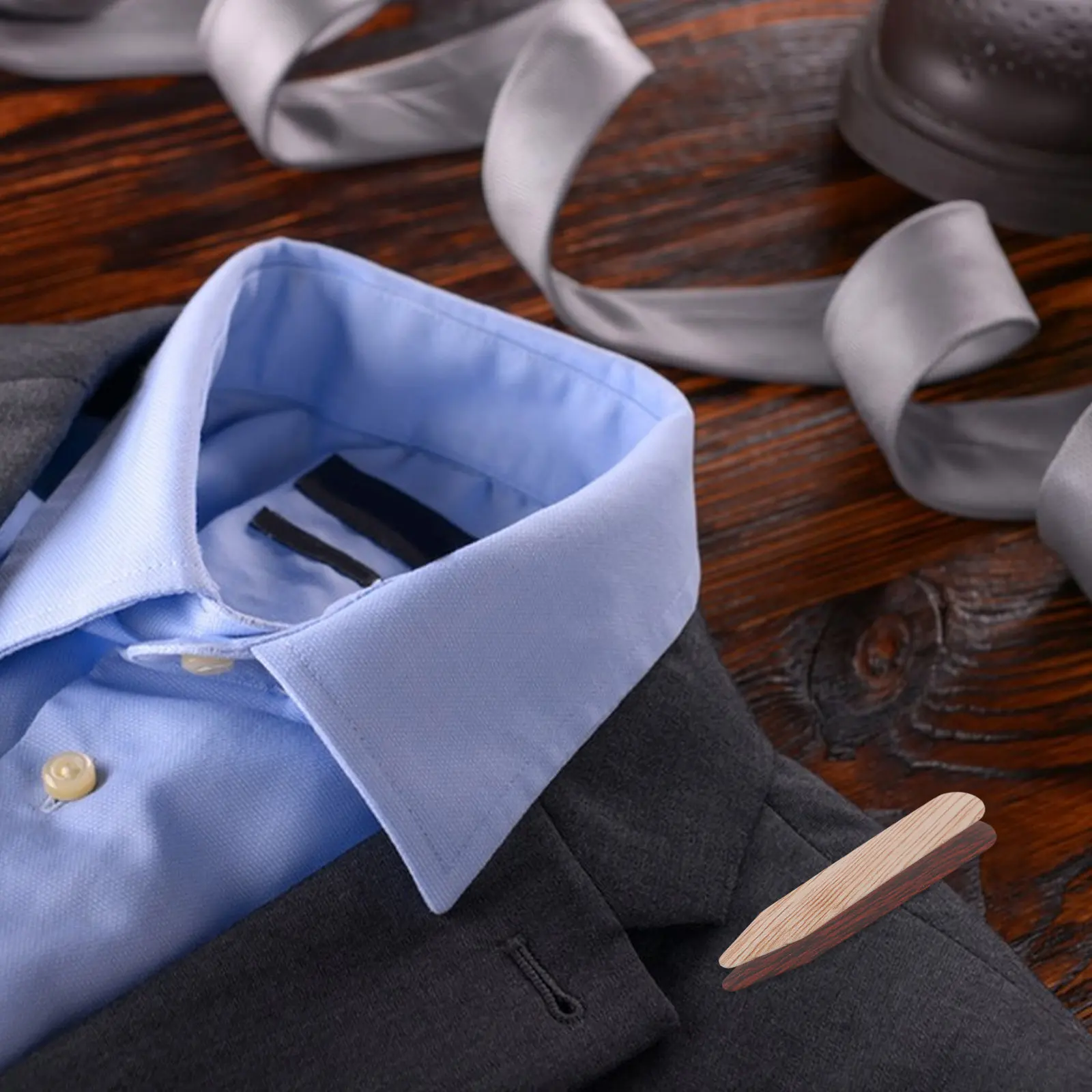 4Pcs Dress Shirt Collar Stays: Wood Grain Invisible Stiffener Inserts for Men Women Formal Wear Plastic Collar Support Clothing