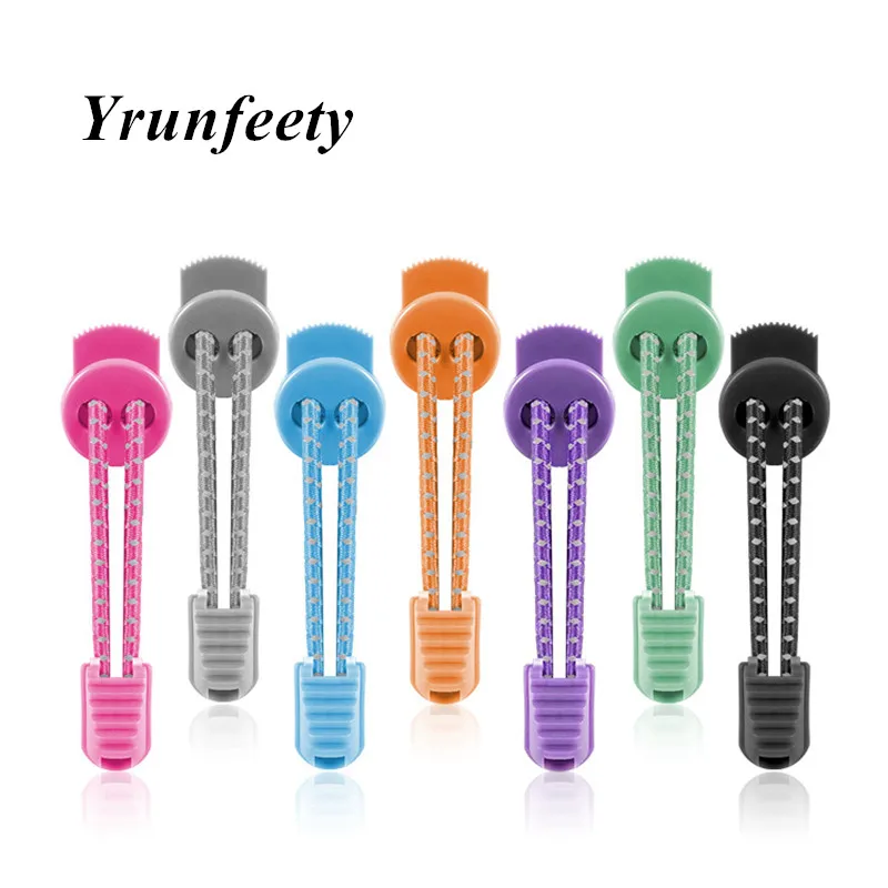 

New 2 Pairs Safety Reflective Lock Shoe Laces 3mm Round Tieless No Tie Shoe Laces Elastic Quick Shoestrings for Kids and Adults