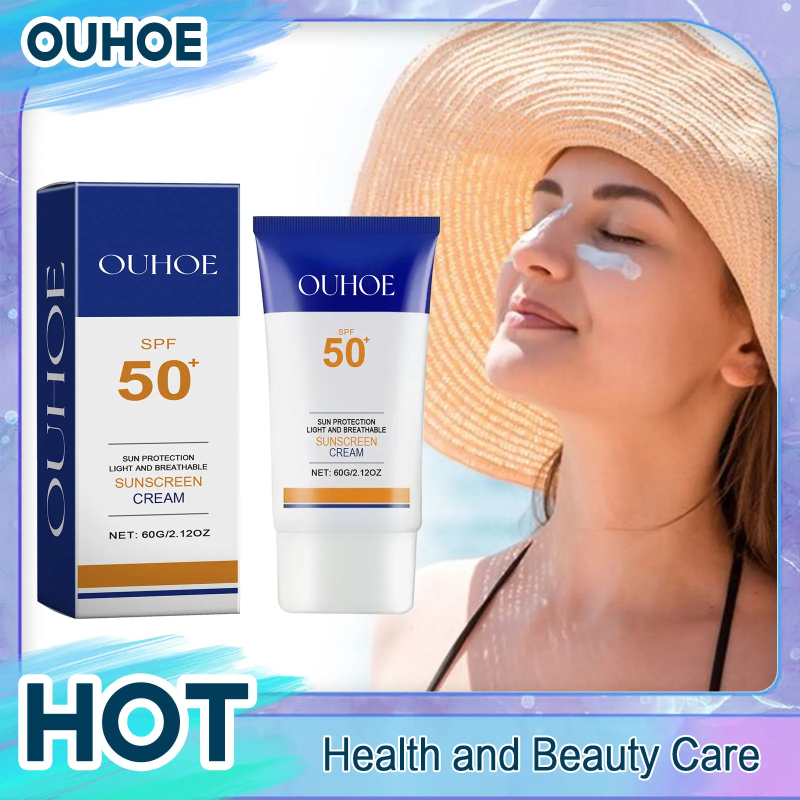 Facial Brightening Sunscreen SPF50 UV Protection Isolation Solar Waterproof Sweatproof Refreshing Outdoor Sun Protection Lotion