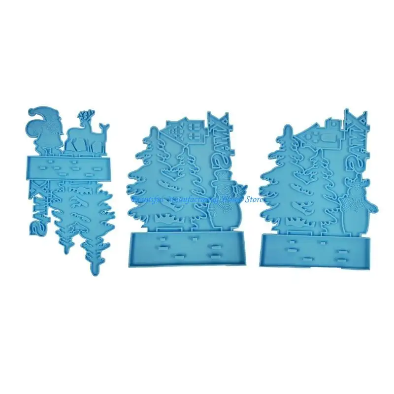 

E56A Christmas Theme Resin Mold with Stand Silicone Decoration Mold DIY Casting Mold