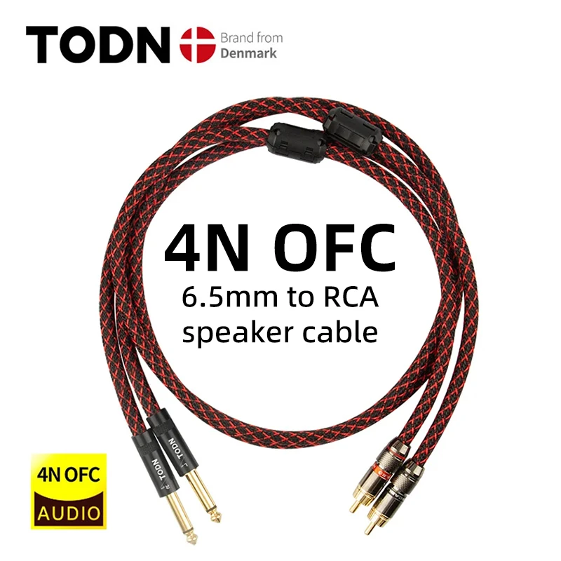 

TODN HIFI Stereo 1 Pair RCA Cable Stereo 6.5mm jack High-performance Premium Hi-Fi Audio cable aux 6.5mm to 2RCA Interconnect