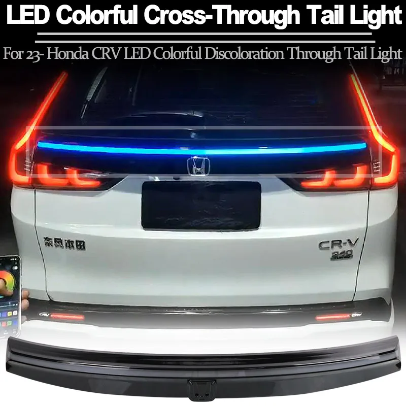 For Honda CRV 2023- Through Taillights Strips Dynamic Flow Water Modified Decoration Upgrad LED Colorful Discoloration Through
