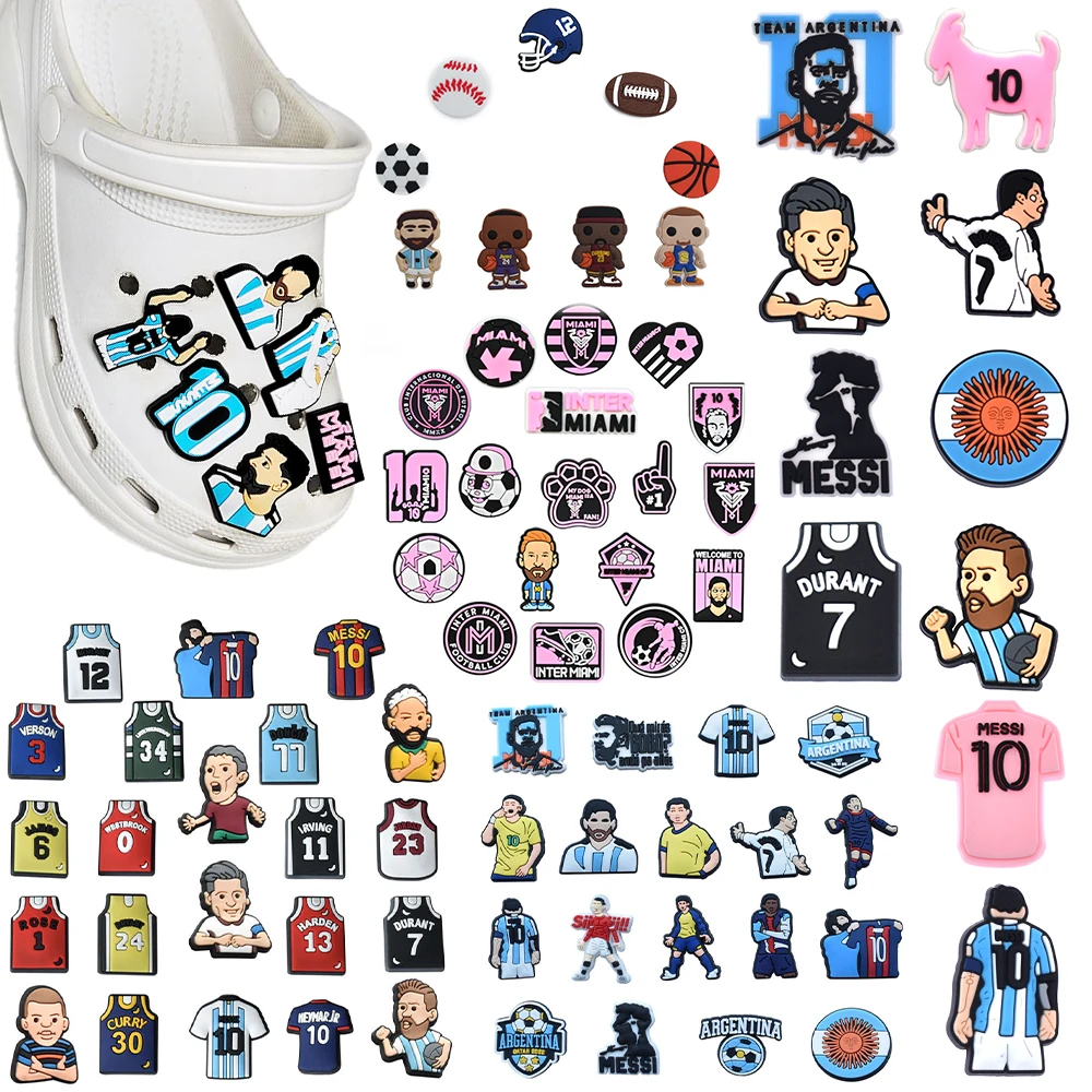 Hot sales 9-100pcs Cartoon Football Sports Series PVC Shoe Charms Accessories DIY Sandal Wristbands Decorations Party Gifts