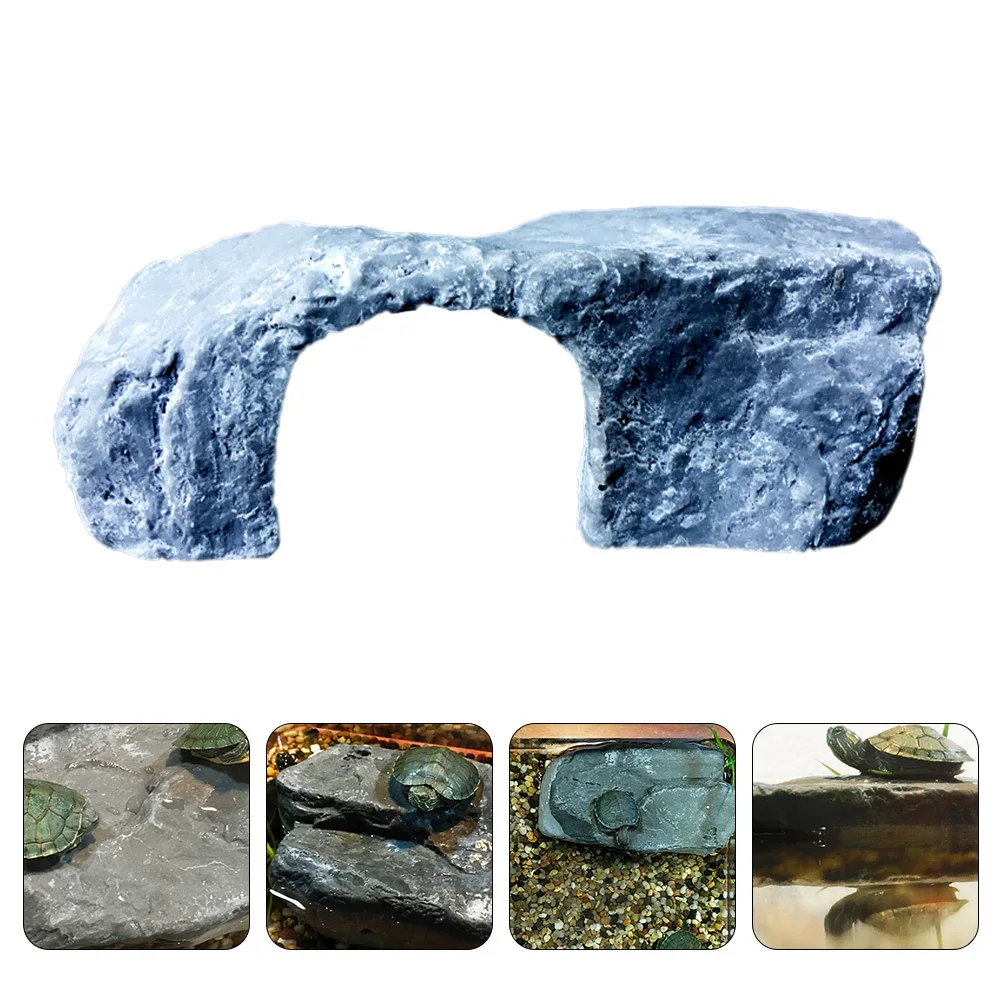 

1Pcs Turtle Bask Platform Resin Turtle Climb Terrace Light Grey Landscape Supplies Natural Simulation Stone Decor for Aquarium