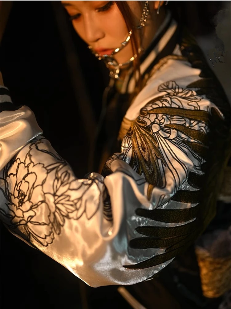 2024 Dragon Peony Chrysanthemum Phoenix Suzaku Embroidered Original Yokosuka Sukajan Souvenir Jackets High Street Men Boys Loose