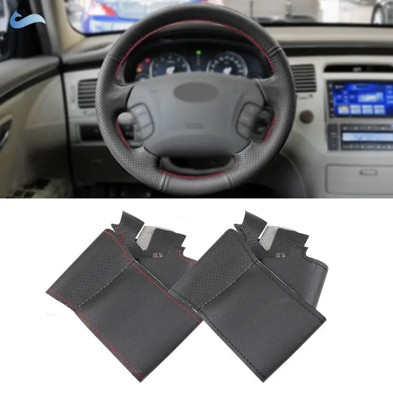 For Hyundai Sonata NF NFC Azera 2005 2006 2007 2008 2009 2010 For Kia Carens 2007 - 2011 Car Steering Wheel Cover Leather Trim