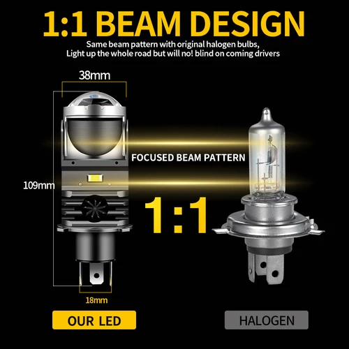 Imagen 2 del producto Faro LED H4 para motocicleta, lente de 25W y 50000LM con ventilador, luz blanca, bombilla de haz alto y húmedo para Suzuki Richi GW250 A F J S, 1 ud.