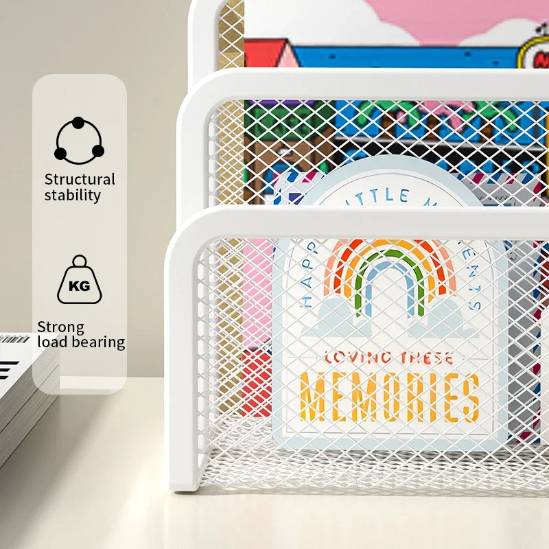 Desk Mail Organizer Small File Holders Letter Organizer Metal Mesh Document/Filing/Folders/Paper Organizer for Desktop