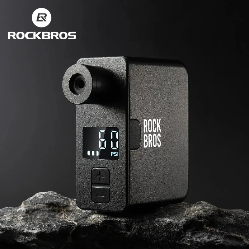 

ROCKBROS Mini Electric Bike Pump 120PSI High Pressure Type-C Rechargeable Auto Shutoff for MTB Road Bicycle AV FV Valve Tire