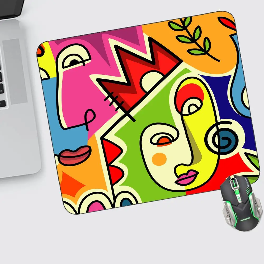 

Colorful Abstract Faces Mouse Pad Small Gaming Accessories Keyboard Computer Offices Desk Mat Pc Gamer Non-slip Rubber Mousepad