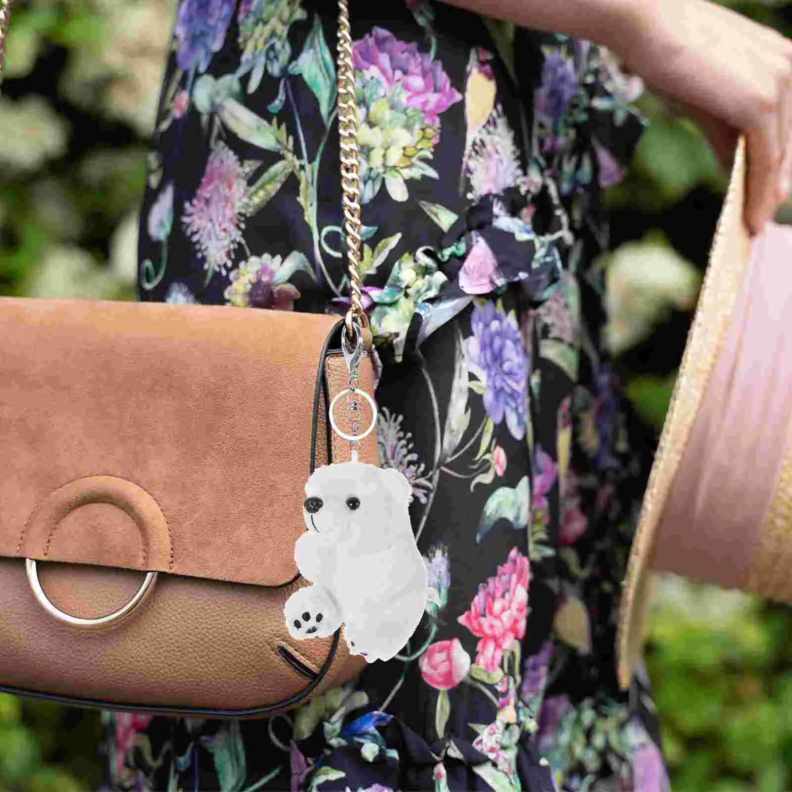 Polar Bear Keychain Car Pendants Fluffy Hanging Decor Bag Charms Keychains Stuffed Animal Handbags Plush Pp Cotton Miss Toy