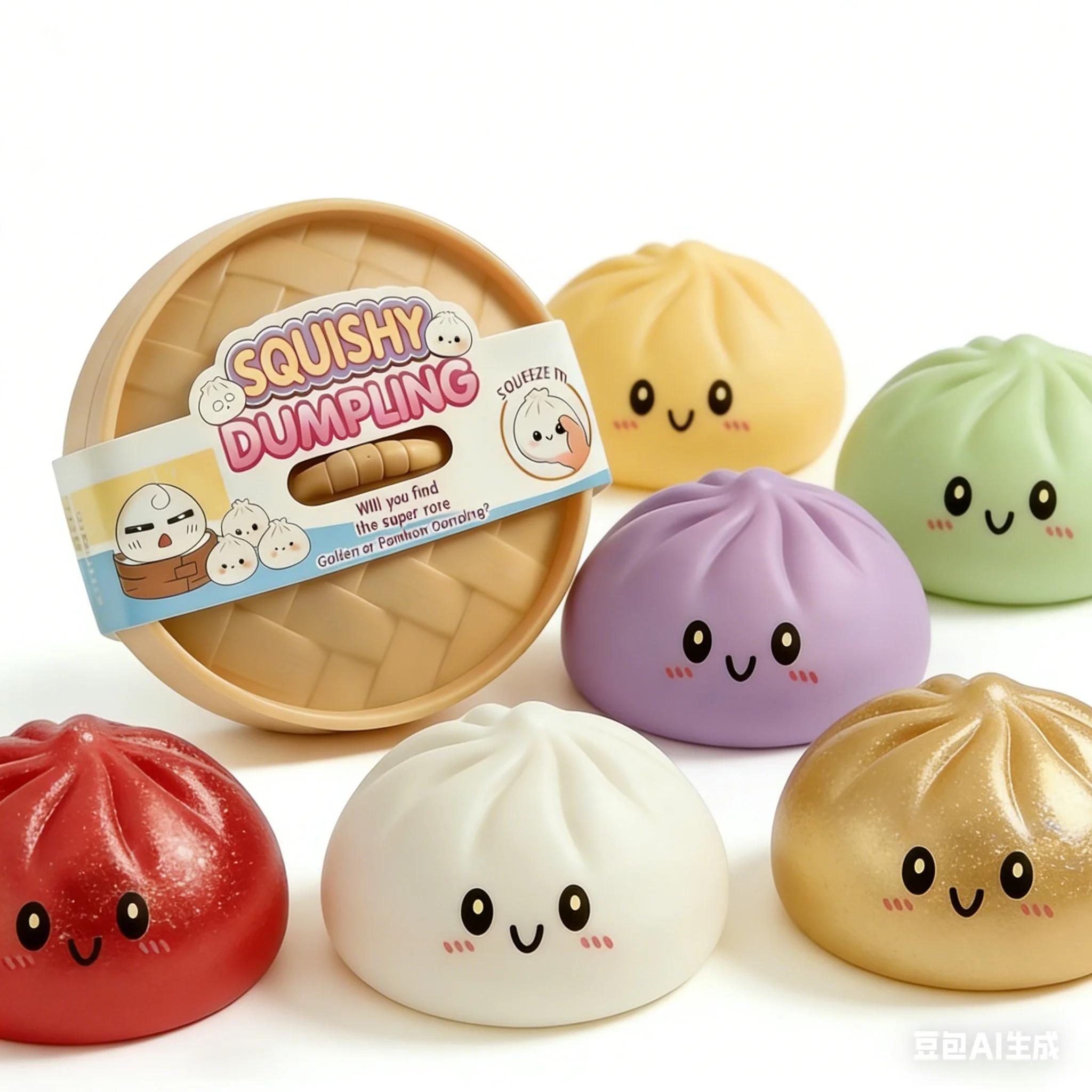 Juguetes Blandos de Peluche con Forma de Dumpling, Bola Antiestrés de Dumpling con Cara Sonriente, Juguetes Sensoriales Suaves de Peluche con Rebote Lento, Juguetes Blandos Misteriosos de Peluche con Forma de Bollo