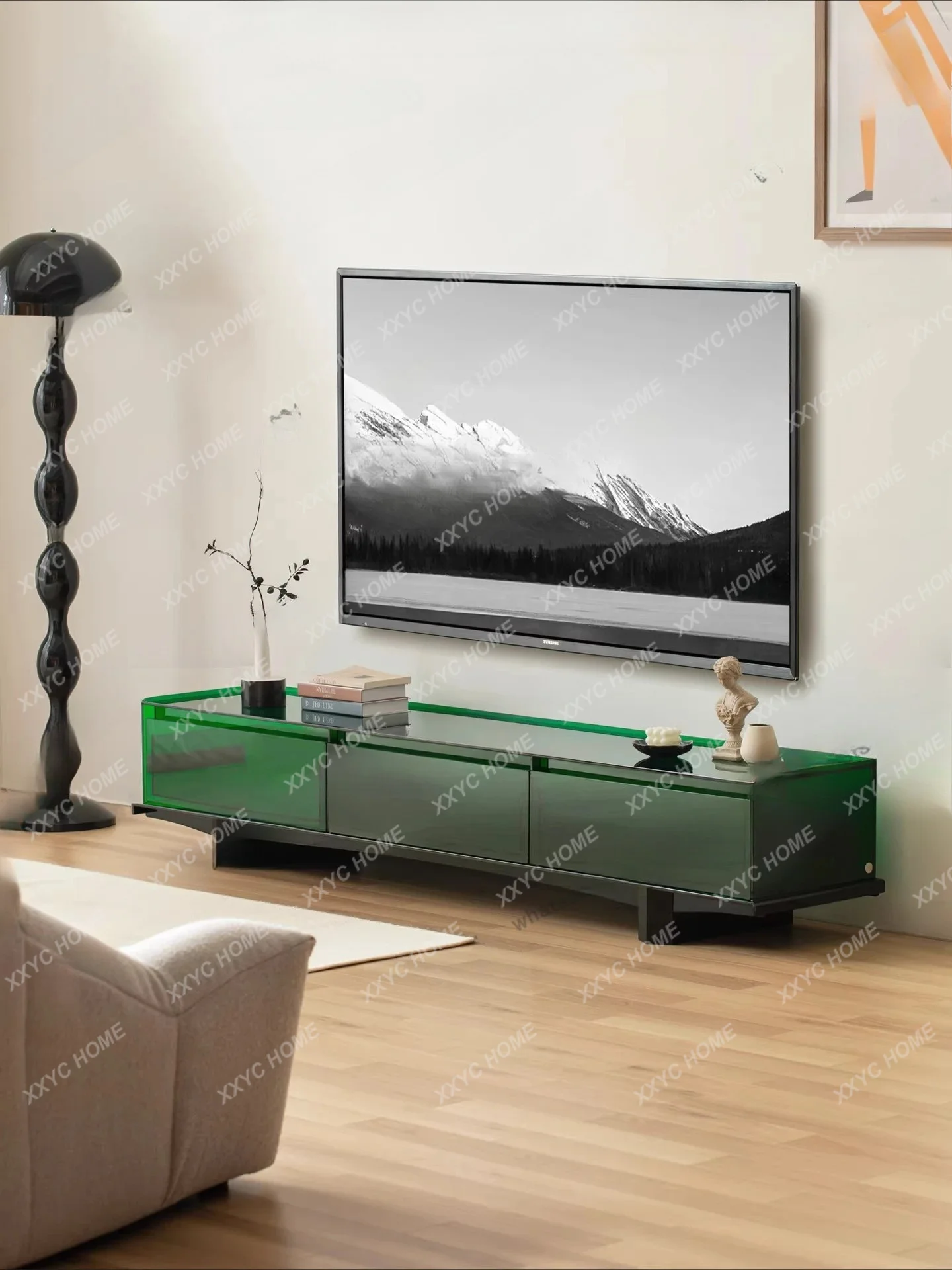 

Acrylic medieval style high-end floor TV cabinet modern simple living room home minimalist floor cabinet