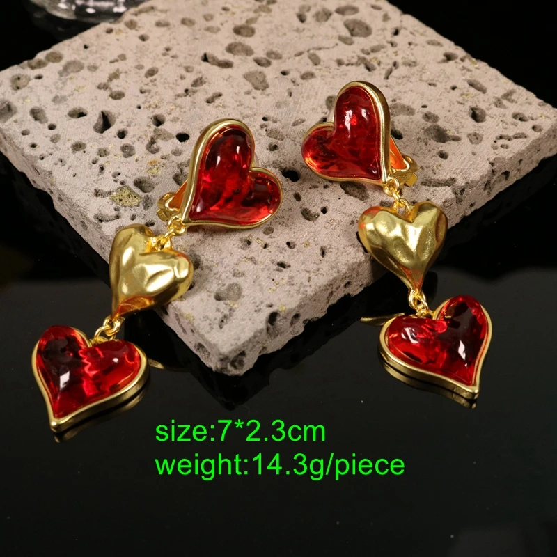 Lovely Heart Earrings Jewelry Red Romantic Gifts Long Pendant For Women\'s Jewelry