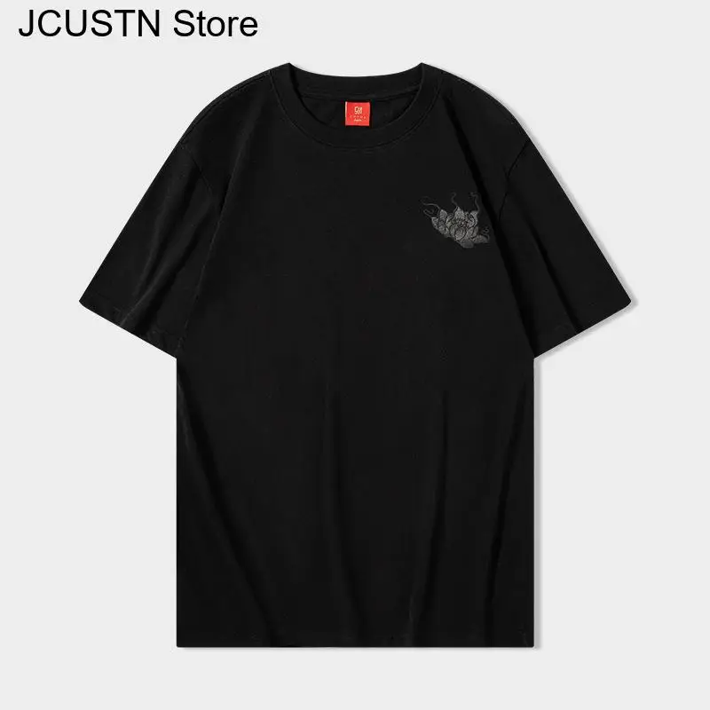 2025 Men Embroidery Chinese Dragon T Shirtsummer Short Sleeve T-Shirt Cotton Tops Hip Hop Tshirt Streetwear Harajuku Tees