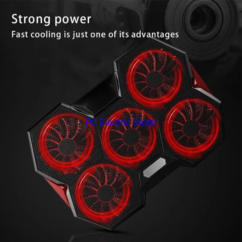

F19C Coolcold RGB Gaming Laptop Cooler 12-17 дюйм 5 охлаждающий кронштейн вентилятора со светодиодной ноутбуком Cool Stand два