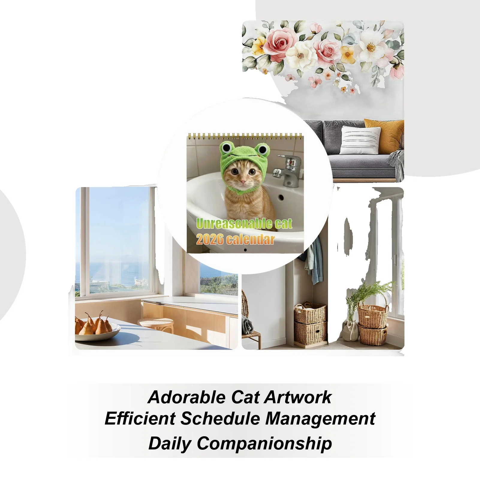 

Календарь с милым котом на 2026 год, календарь на 12 месяцев, настенный планировщик расписания на 2026 год для праздничных свиданий, Рождества, Нового года, офиса, дома, детей и взрослых