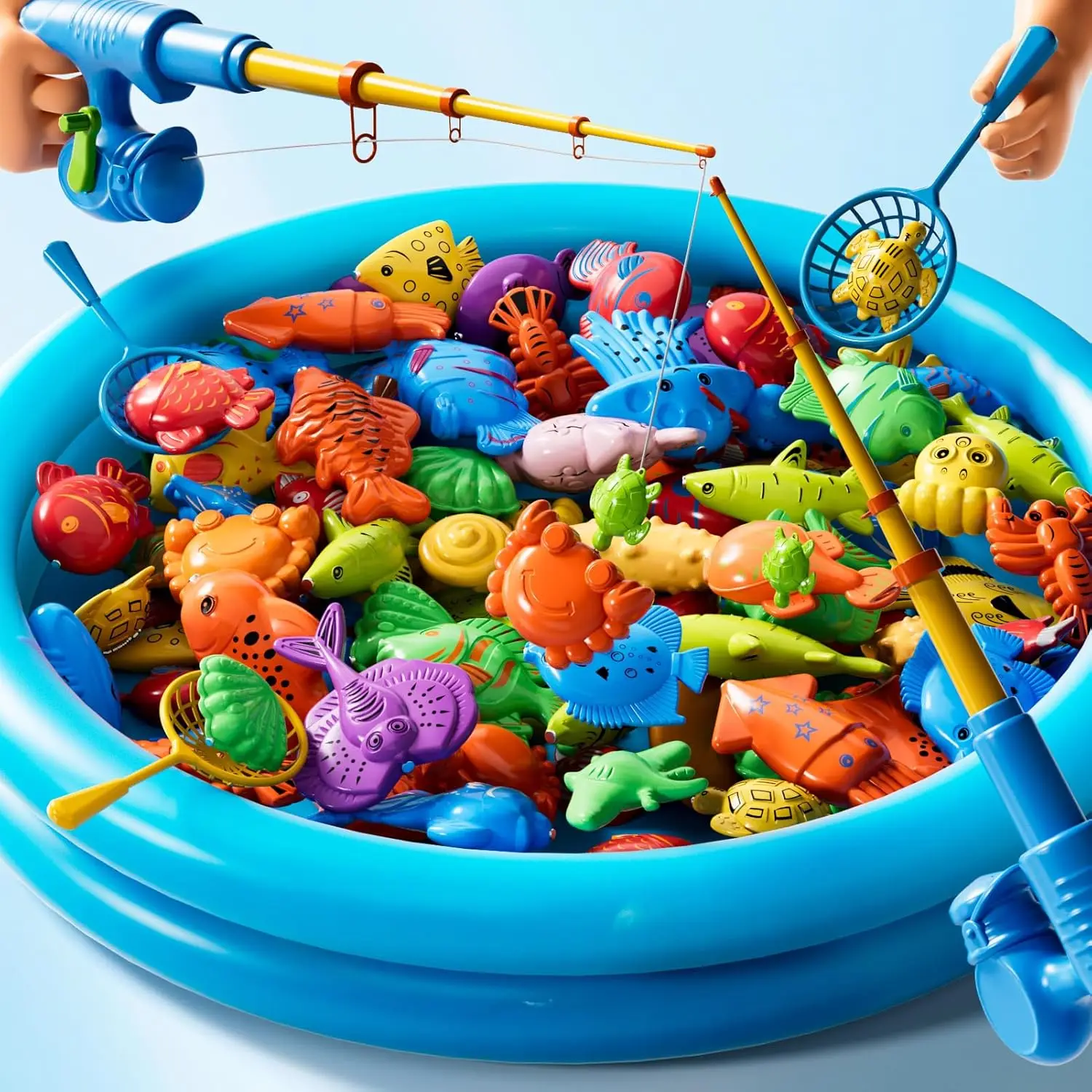 

Magnetic Fishing Pool Game with Inflatable Pool, Rod & Floating Fish - Fun Outdoor Water Toy