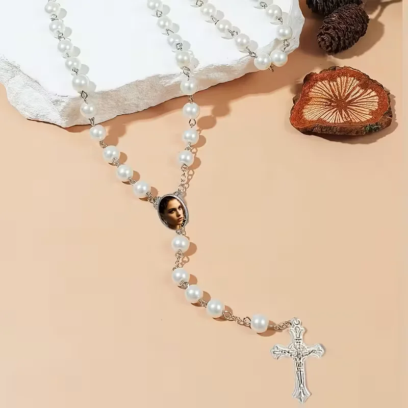 Personalized Photo Rosary Necklace, Cross Design, A Unique and Exclusive Gift, Perfect for Gifting or Daily Wear