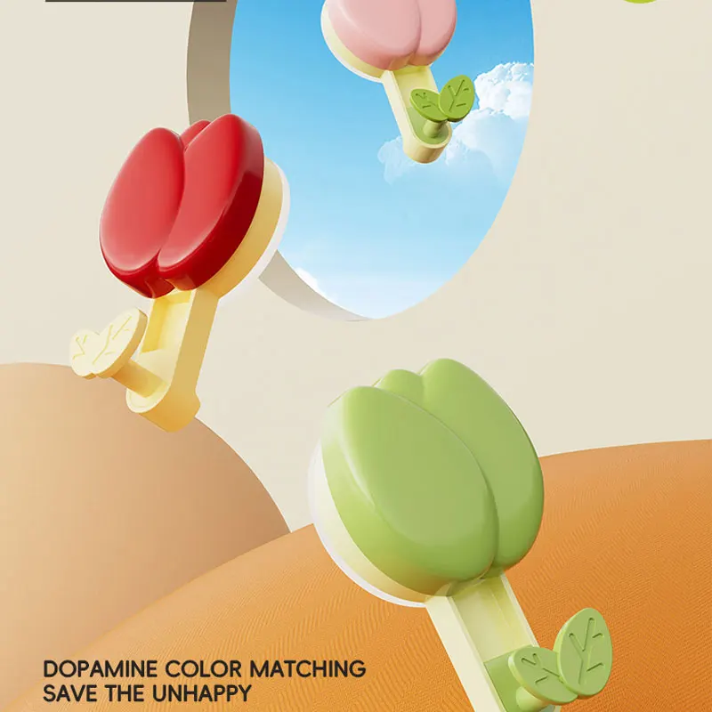 Tulip Suction Cup Hook--No-Drill Adhesive Hook Towel Rack, Universal for Kitchen and Bathroom Walls, Vacuum Adsorption Prevents Easy Detachment