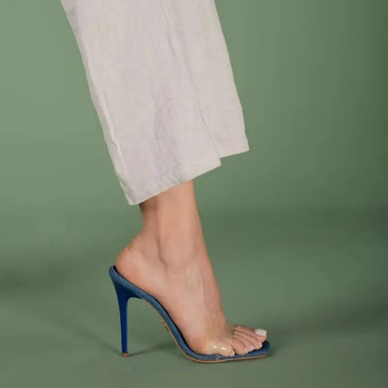 

MKKHOU модные туфли-лодочки, новые высококачественные туфли ручной работы на заказ, прозрачные женские тапочки на высоком каблуке с квадратной головкой и блестками из ПВХ