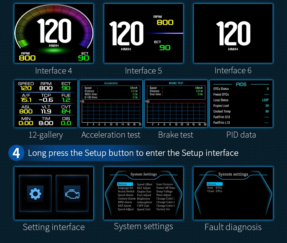P12 Auto Head Up Display Für HUD OBD Digital Geschwindigkeit Meter On-Board-Computer Mit Übergeschwindigkeit Alarm Wasser Temp meter Spannung RPM – Detail 4