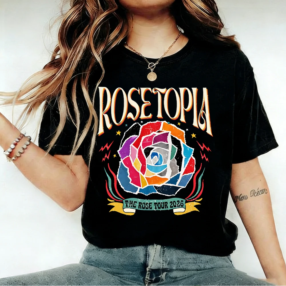 The Rose Rosetopia 2026 World Tour Shirt The Rose Retro Dual T-Shirt Trendy Kpop Group Tee Woosung Taegyeom Short Sleeve Tshirt
