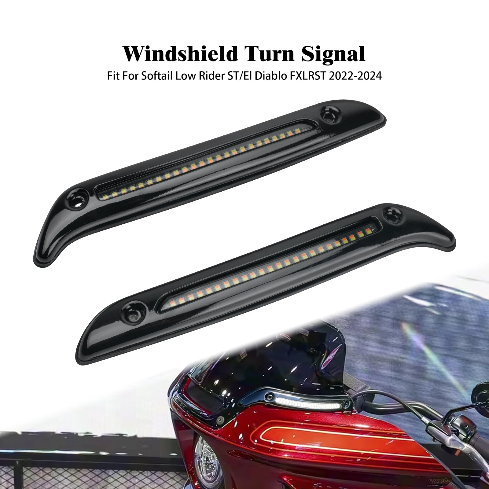Motorcycle Windshield Turn Signal LED Running Light For Harley Softail Low Rider ST FXLRST FXRST 2022-24 Fairing Indicator Lamp