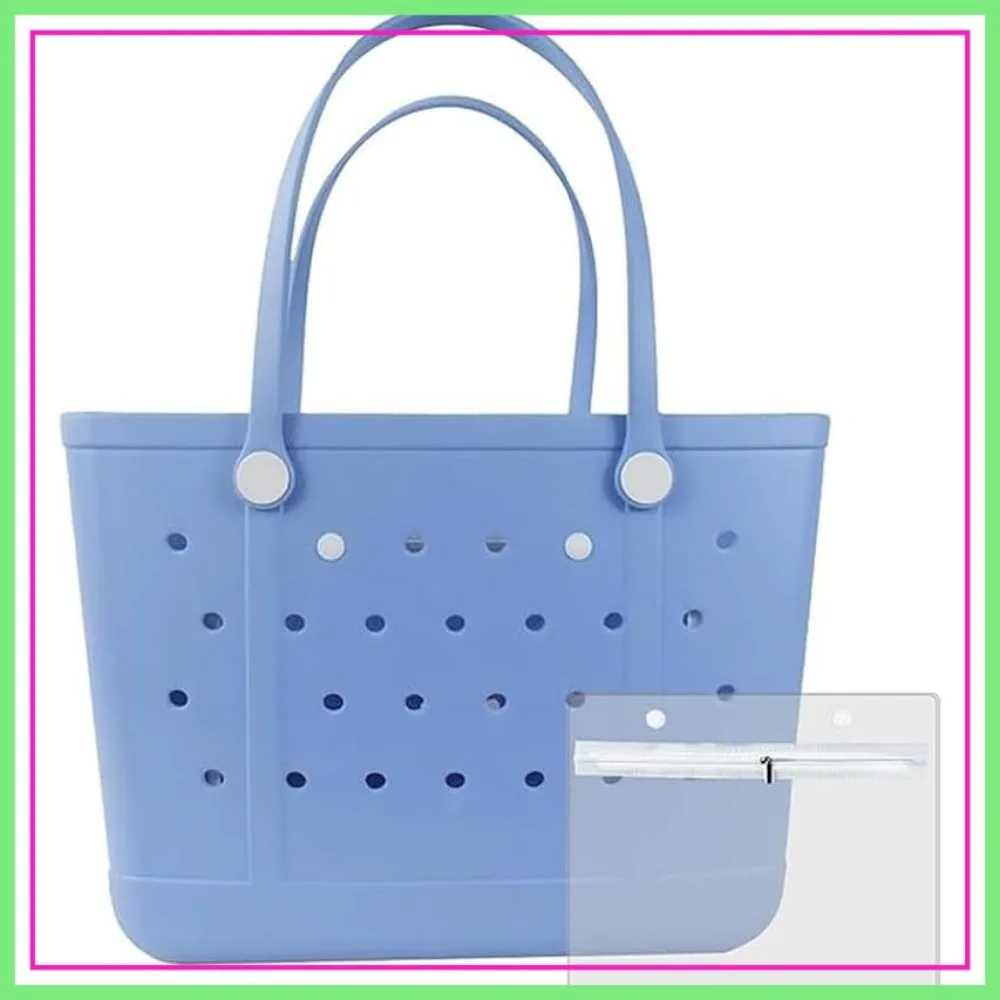 Rubber Beach Bag Waterproof Travel Tote Washable Open Top Beach Tote