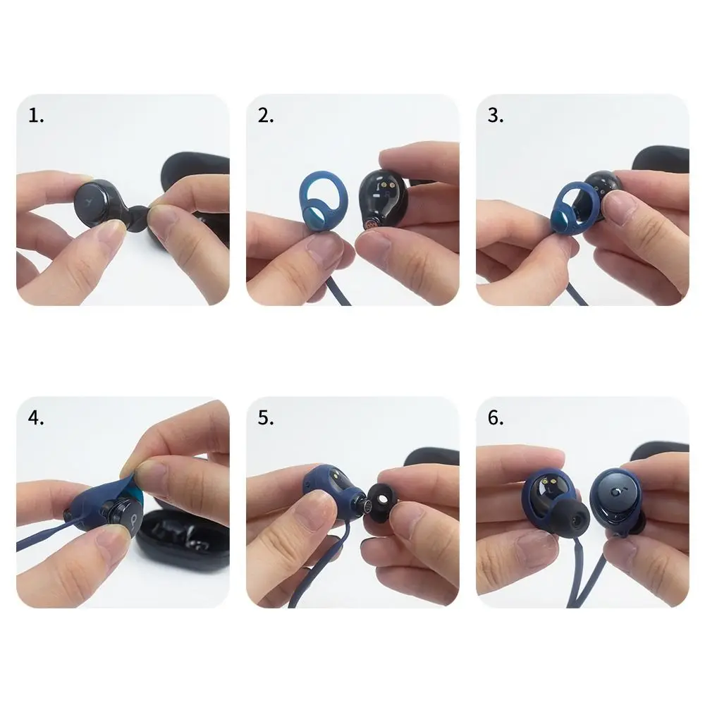 Silicone Anti-Lost Rope Hanging Neck Lanyard Compatible For Anker SoundCore Space A40 Bluetooth Earphone Cord Strap