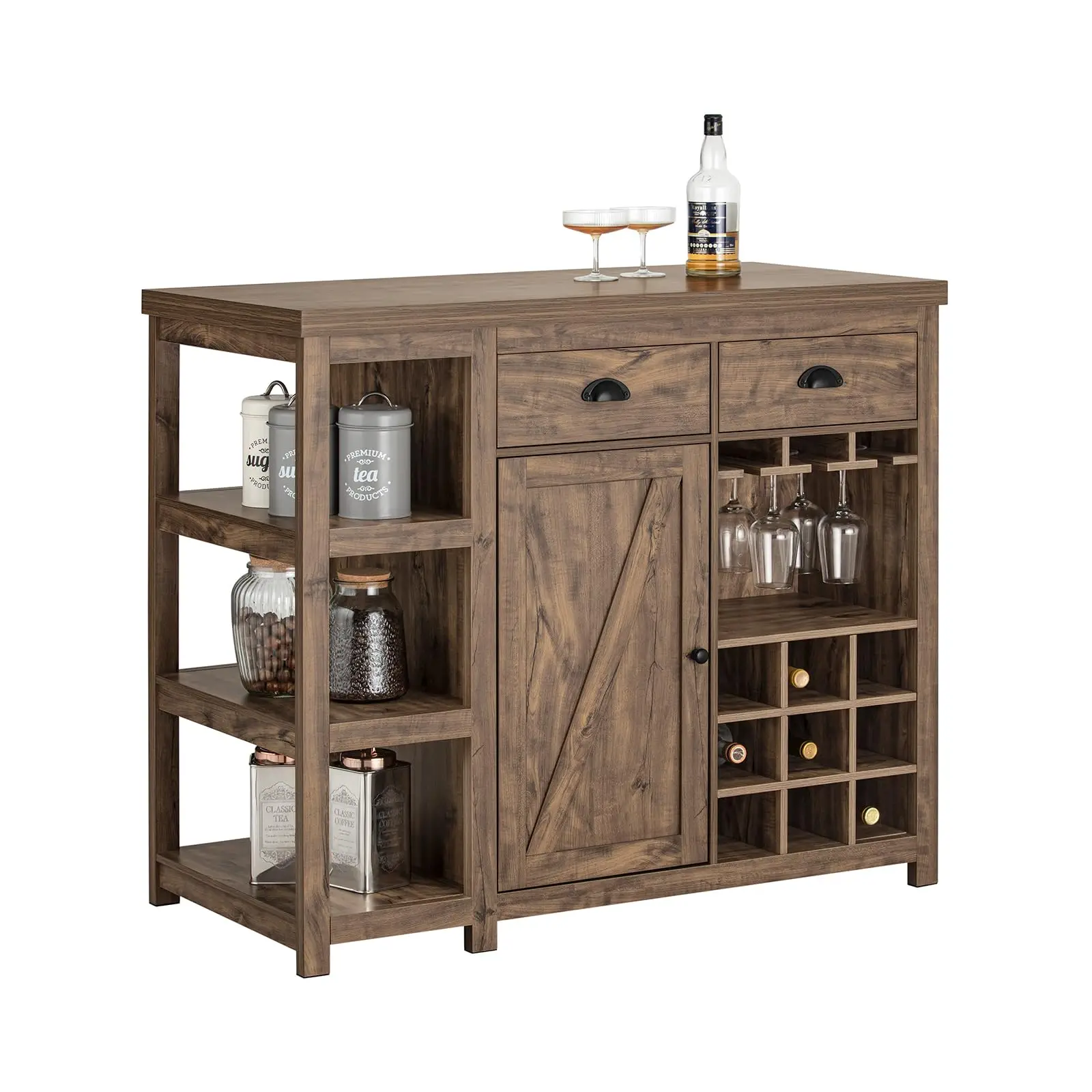OEM Customized Wholesale Modern Multi-Functional Wooden Wine Cabinet Kitchen Sideboard Buffet Dining Table Bar Table