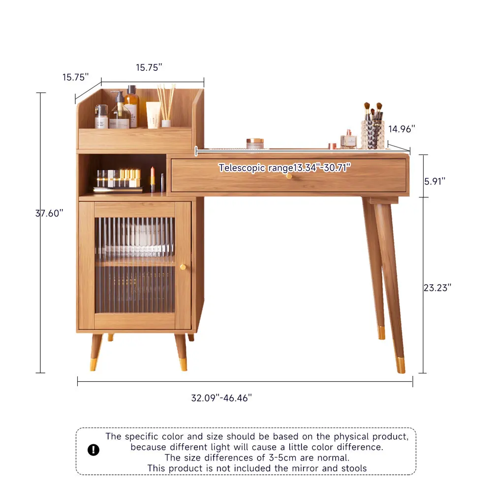 forHome Furniture Minimalist Nordic Fashion Design Wide 3 in 1 Vanity Desk for Makeup with Drawers and Mirror