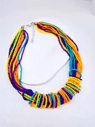 Rice bead necklace Colour Originality Multilayer Fashion Simple Hand knitting Bohemia Adjustable individuality Beaded necklace