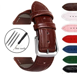 14 16 18 20 22 24 mm Size Strap Calfskin Watch Band Watch Accessories Genuine Leather Universal Watch Band with free tool