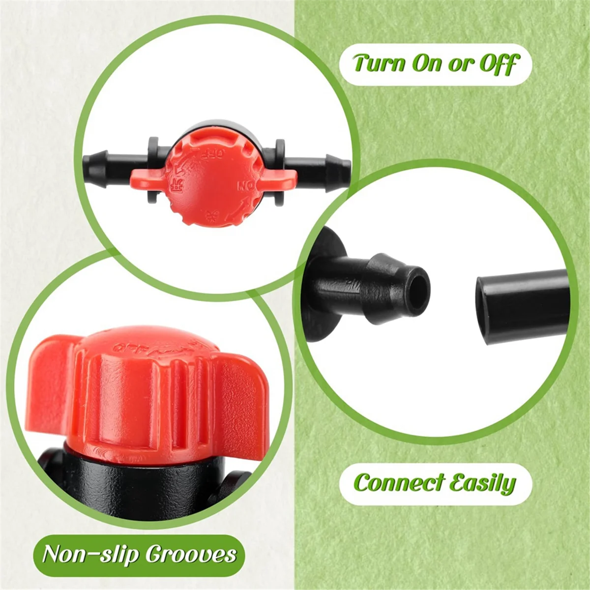 50Pcs 1/4 Inch Barbed Shut Off Valve Drip Irrigation Tubing Coupling Valve Drip Irrigation Valve for 1/4 Inch Tubing