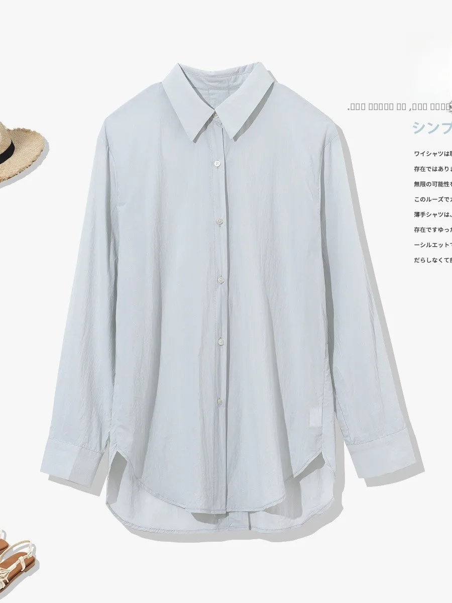 

Zimode New 25 Women's Summer Spring Cool Feeling Lightweight Loose Slimming Long Sve Collar Sun Protection irt