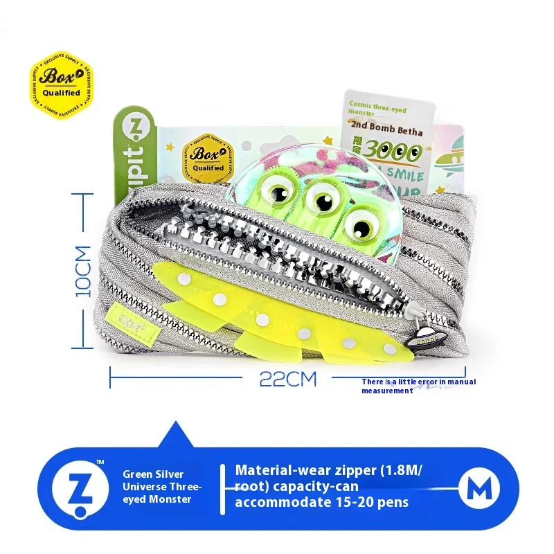 Medium Cute Monster ZIPIT Zipper Ins Pencil Case Male and Female Students Large Capacity Transparent Stationery Bag Pencil Box