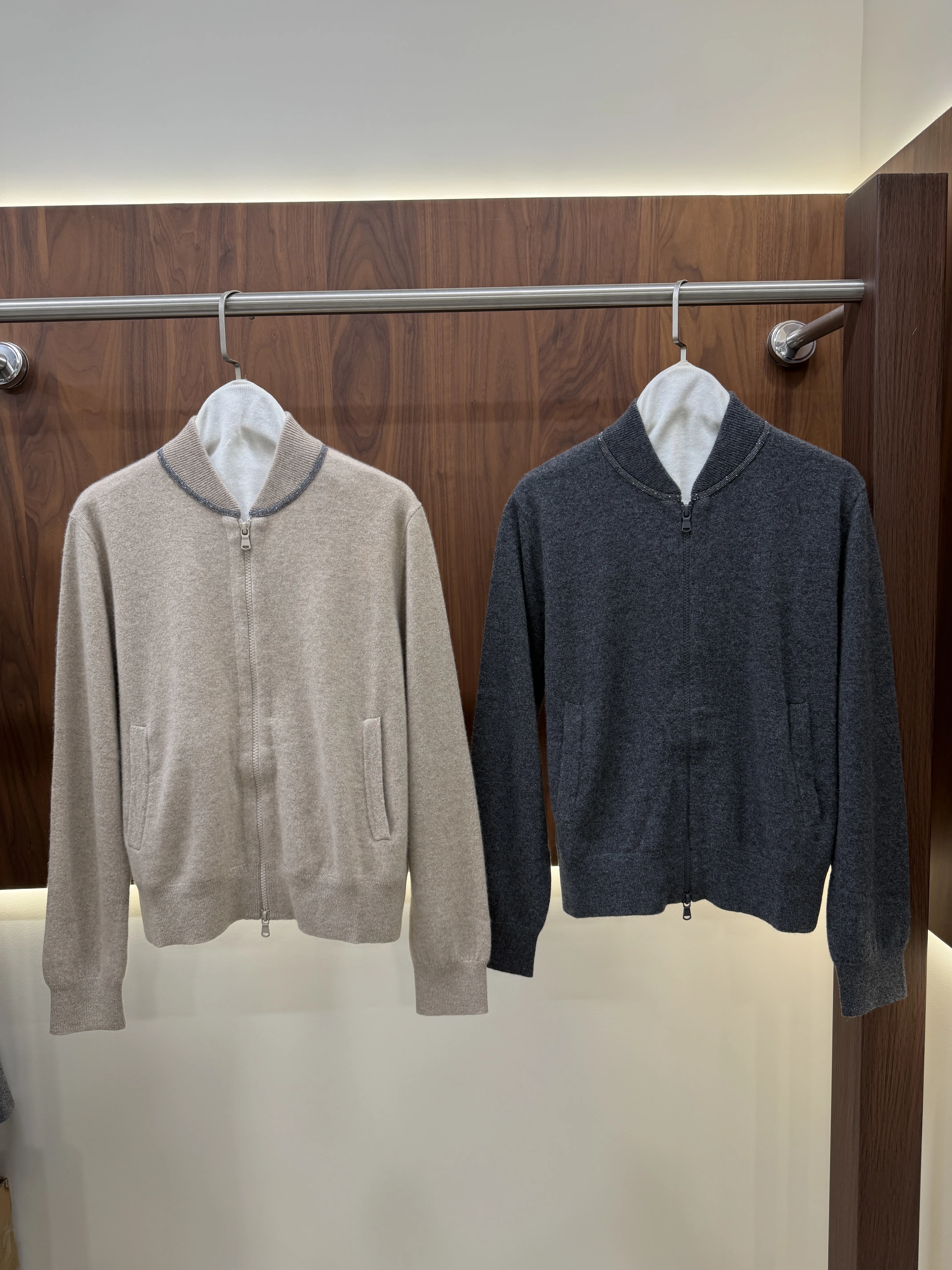 2026 Autumn Women's Cashmere Knit Set for : Zip-Up Knit Cardigan and Knit Trousers