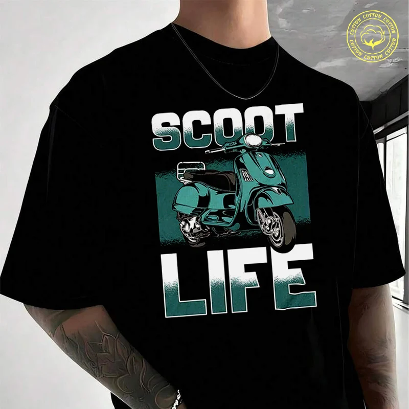 

Scooter Rider Life Moto Men's Women Summer Cotton T-shirt Moto Short Sleeved Casual Basic TShirt Round Neck Unisex Tops