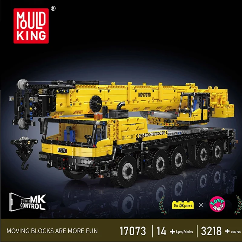 MOULD KING 17073 17074 Technical Engineering Building Kits Motorized LTM1110 Crane Tuck MOC Puzzle Toys For Kids Christmas Gifts