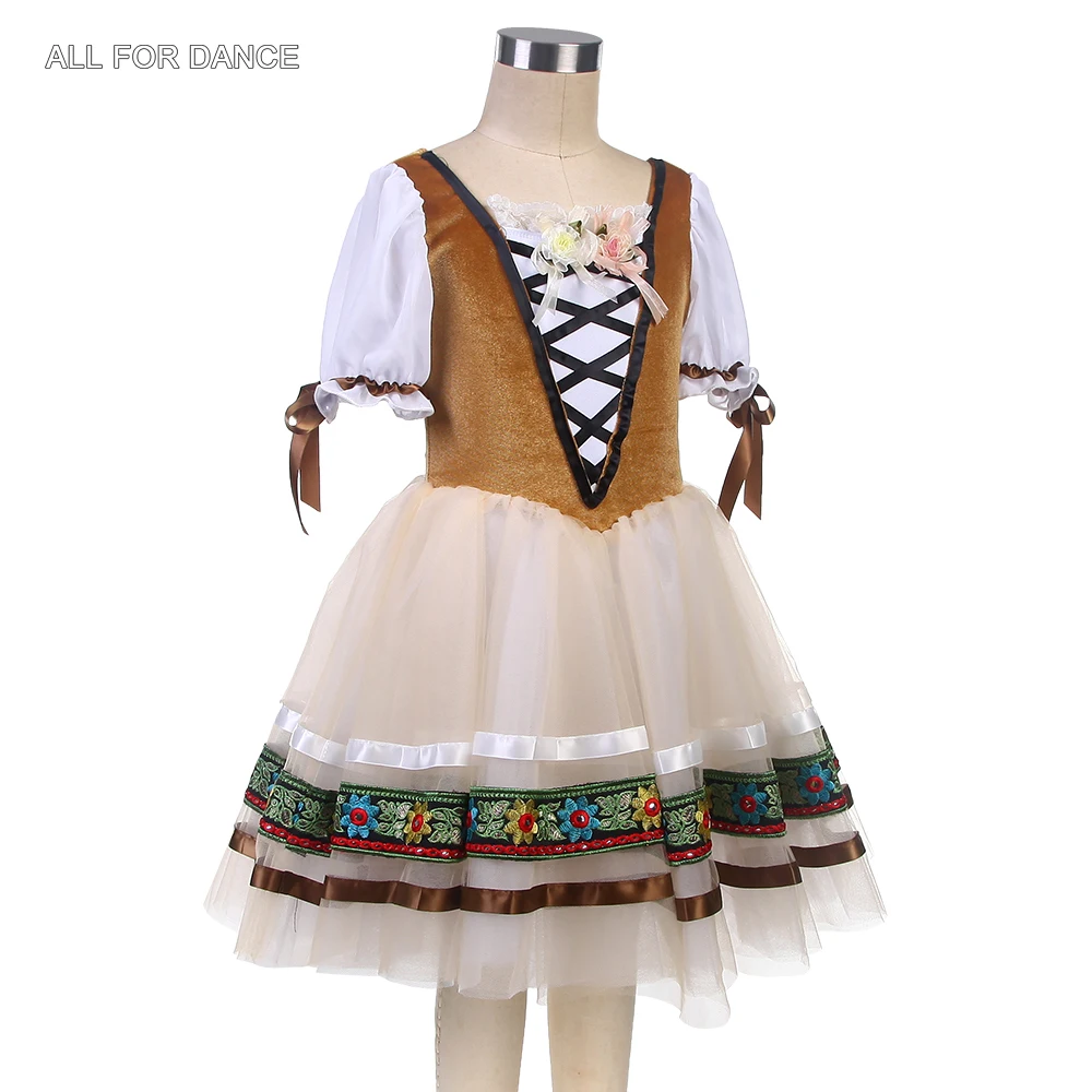 23162 Brown Romantic Dance Costumes with Layers Soft Tulle Tutu Skirts Girls & Women Ballet Stage Performance Dance Tutu