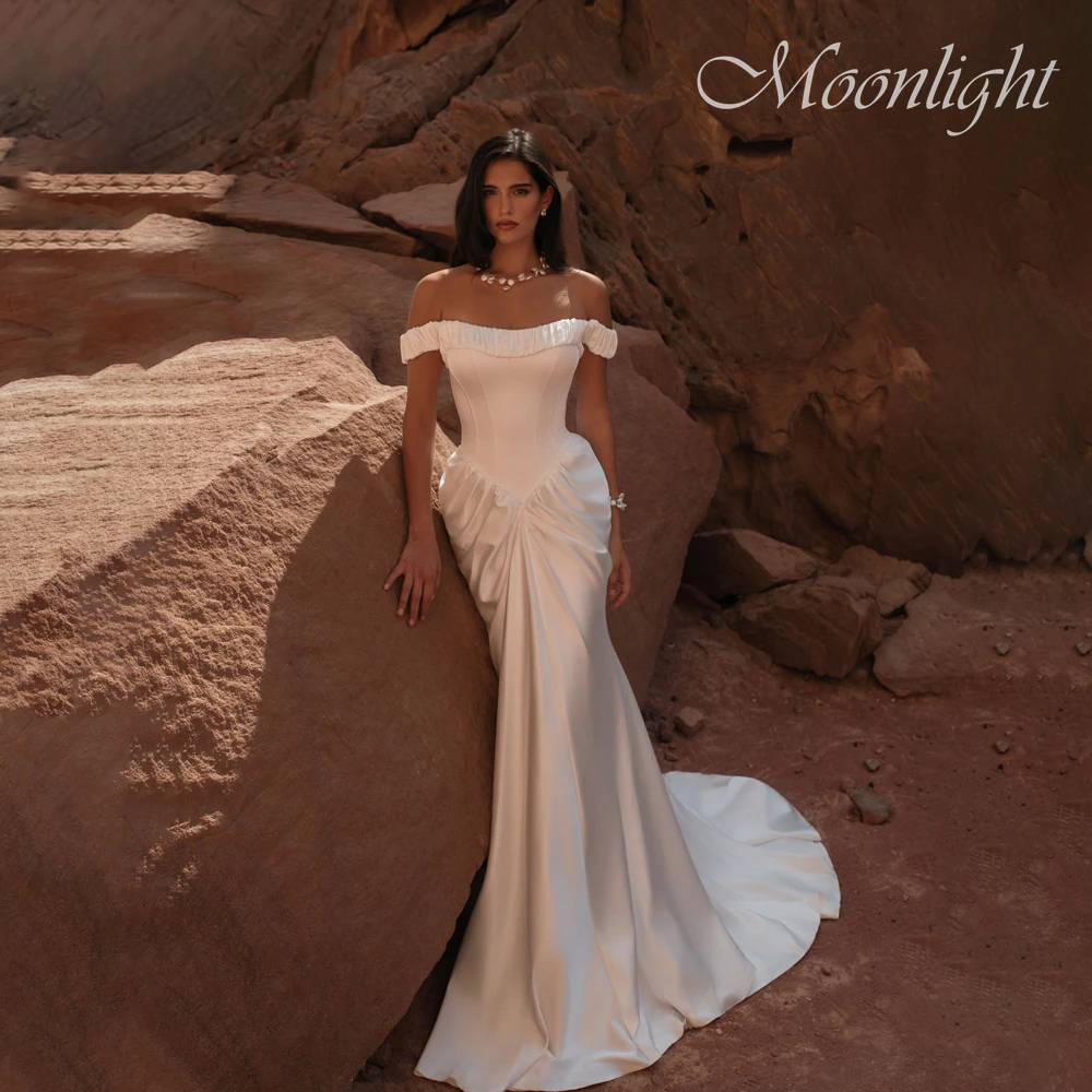 

Простое плиссированное свадебное платье русалки без бретелек 2026, свадебное платье с открытыми плечами и пуговицами на спине, Vestidos De Novia по индивидуальному заказу