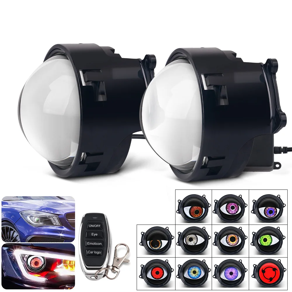 3 inch Devil\'s Eye LED Car Dynamic Lights 12V 24V With Remote Control Eyes Retrofit Kits Headlight Assembly Auto Accessories