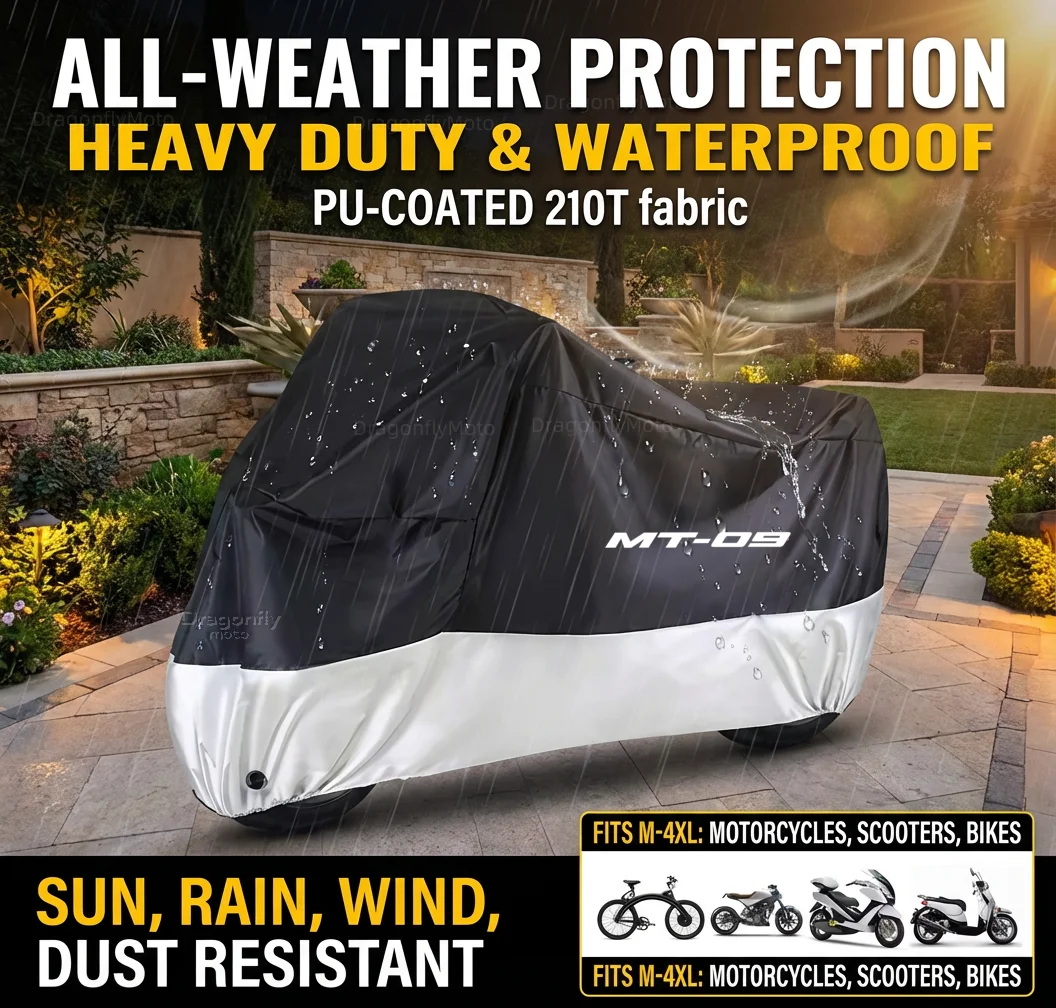

For YAMAHA MT-09 MT09 Mt 09 2017 2018 2019 All Season Motorcycle Cover Silver Black Waterproof Dustproof UV Protection