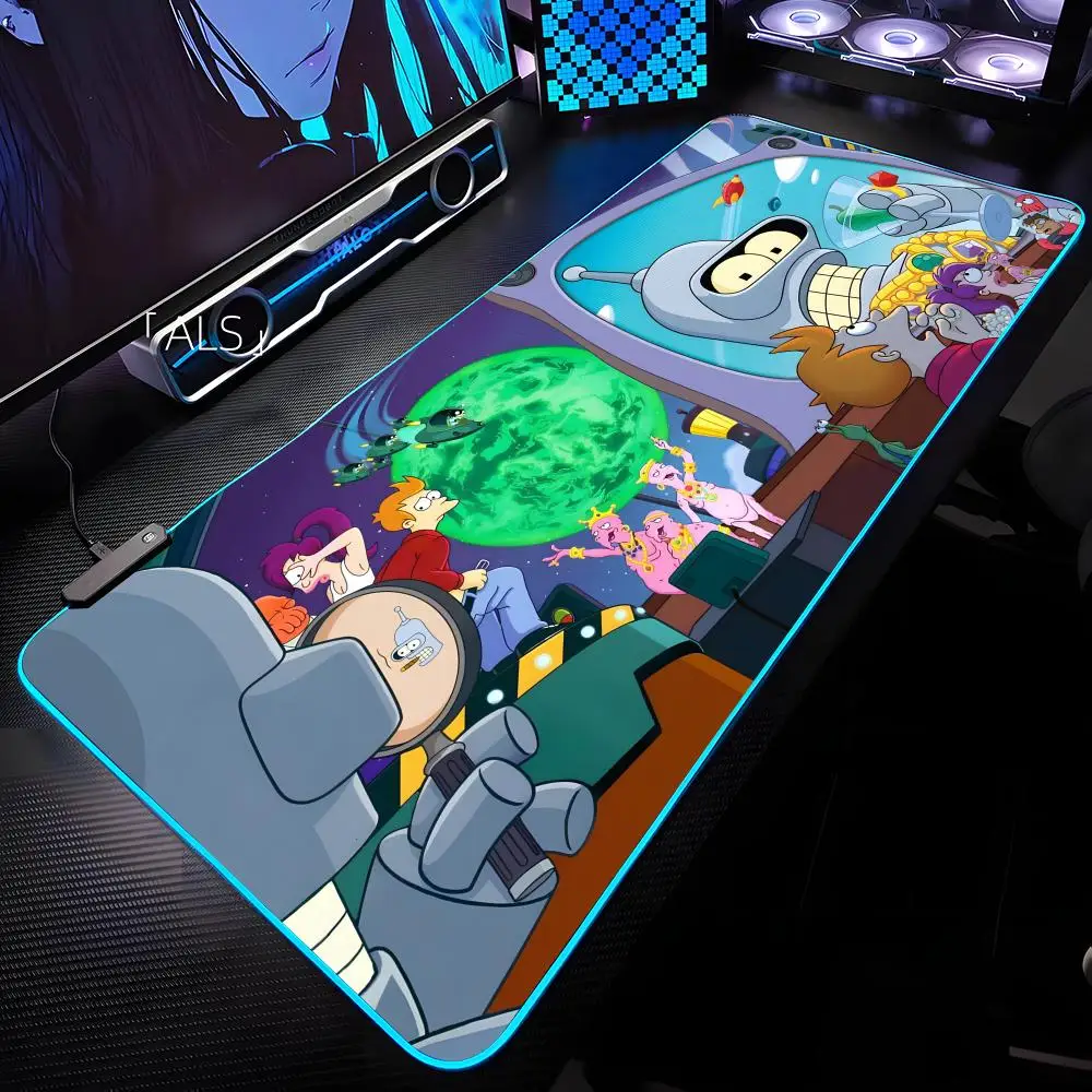 

Коврик для мыши F-Futurama с RGB-подсветкой, коврик для мыши для ноутбука, коврик для мыши для ноутбука, геймерский коврик для компьютерного стола, игровые аксессуары