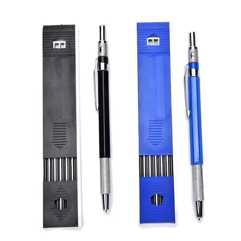 Metal Mechanical Pencils 2.0 mm 2B Lead Holder Drafting Drawing Pencil Set with 12 Pieces Leads Writing School Gifts Stationery