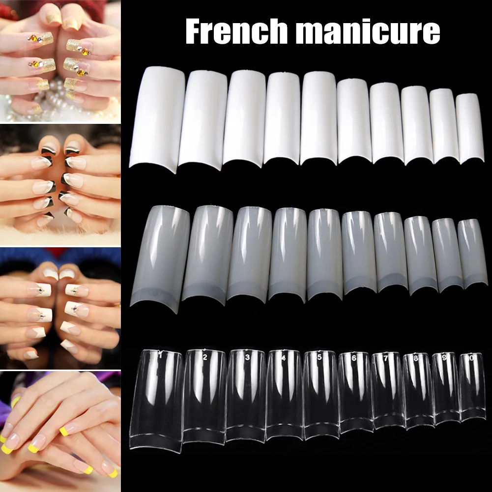 100/500pcs Clear False Nails Tips,Half French Fake Nail Art,Acrylic Uv Gel Manicure Tool,Nail Extension Device,Uñas Postizas