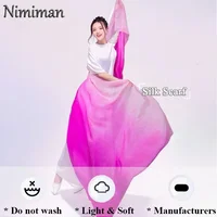 Velo degradado de seda 100% Real para danza del vientre para mujer, bufanda lanzada a mano ligera, velo tipo chal para adultos y niños
