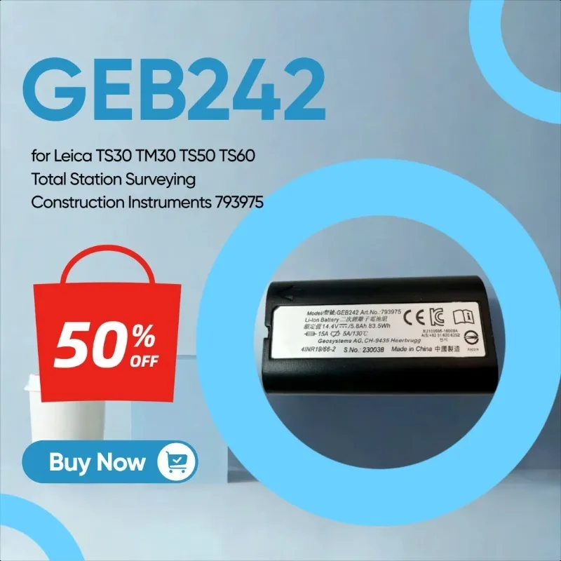 

5800mAh 14.8V GEB242 Battery for Leica TS30 TM30 TS50 TS60 Total Station Surveying Construction Instruments 793975